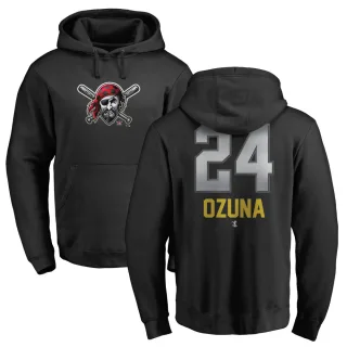 Men's Pittsburgh Pirates Marcell Ozuna Black Branded Midnight Mascot Pullover Hoodie -