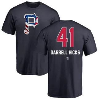 Men's Pittsburgh Pirates Michael Darrell-Hicks Navy Name and Number Banner Wave T-Shirt